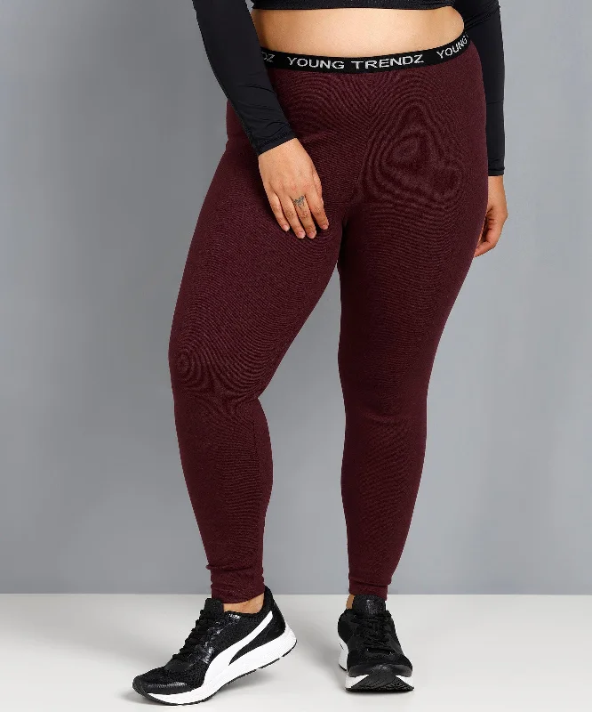 WomenSolid Tights Plus Size (Maroon)