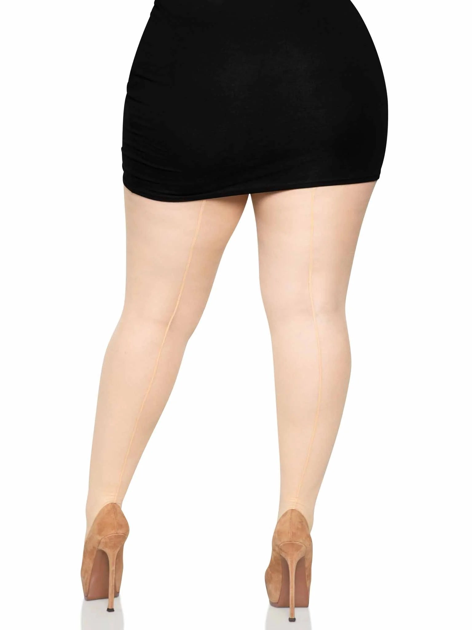 LEG AVENUE 9002X CADI PLUS SIZE SHEER, SELF-BACKSEAM PANTYHOSE