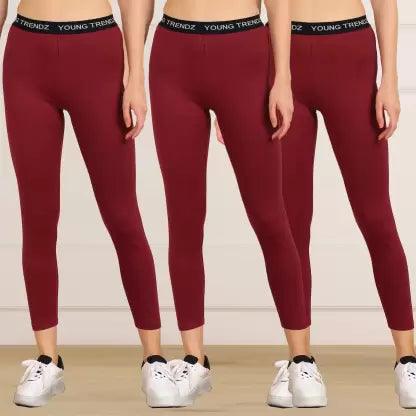 Women  3/4th/Calf Length Tights (Maroon)